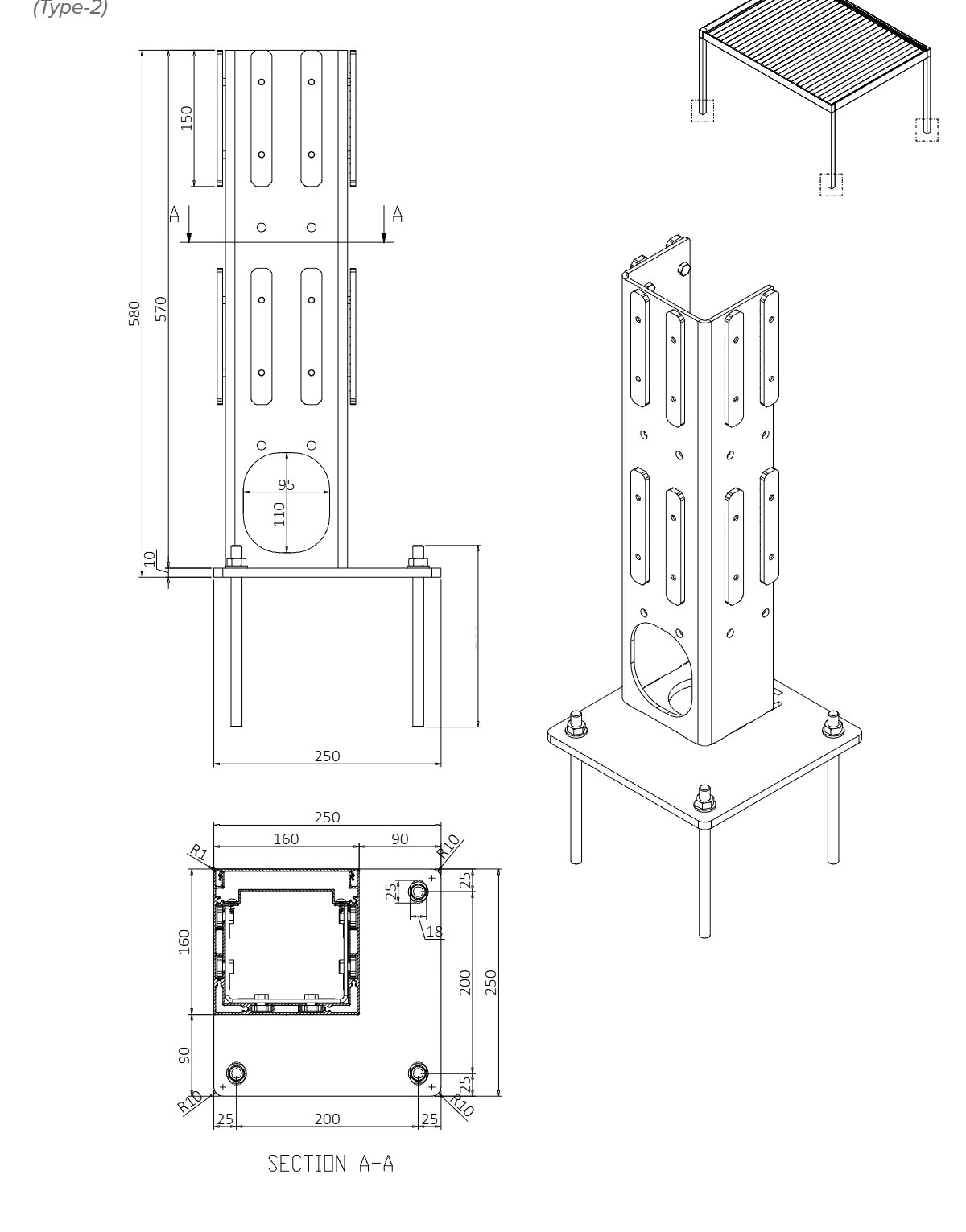 Skylight 2.0 Detail Stütze mit Fußplatte