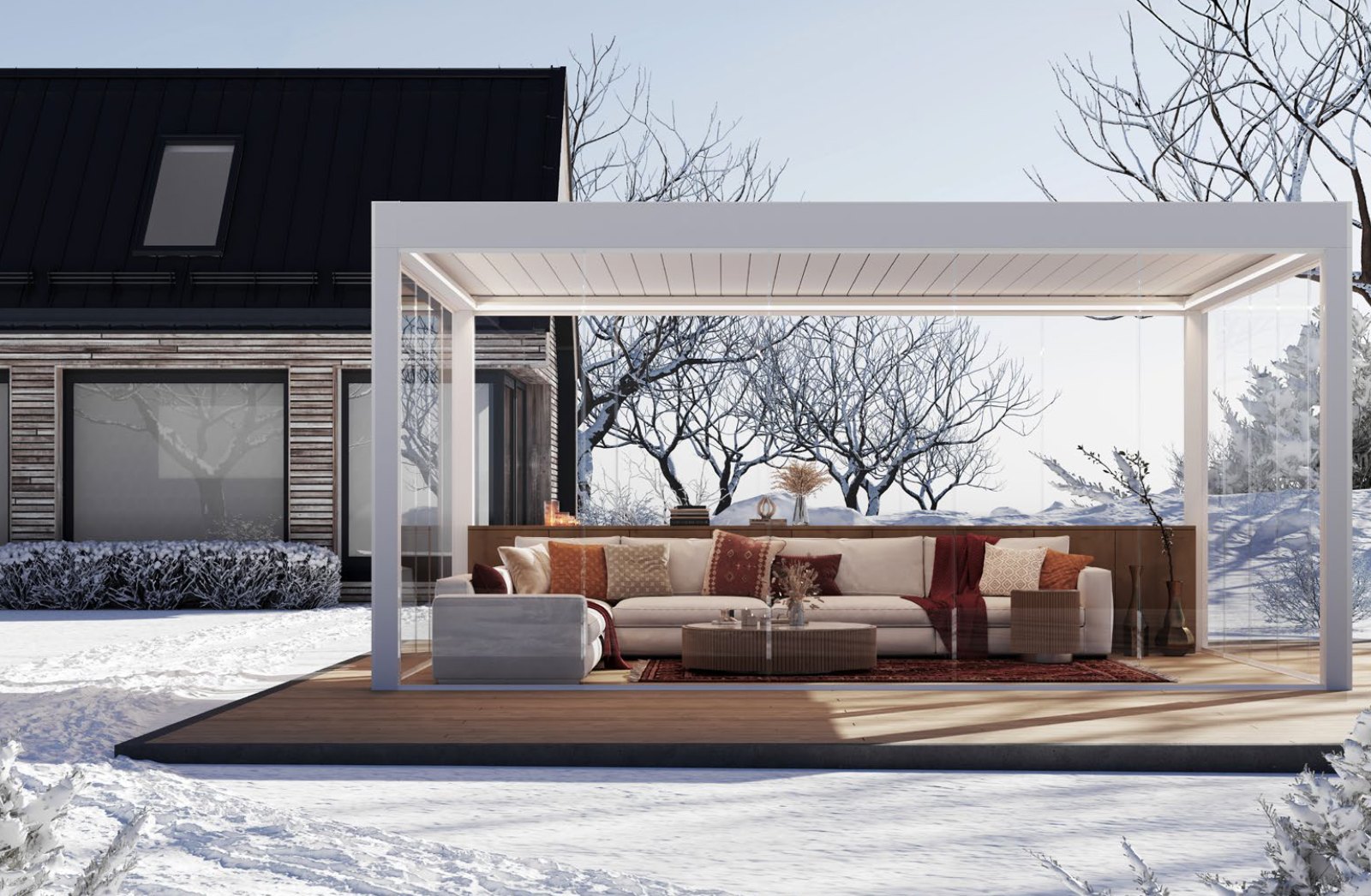 Sunparadise Skylight 2.0 Lamellendach im Winter – geschlossen, schneesicher