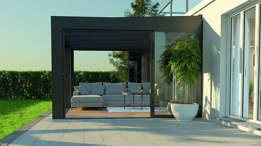 wipro Cielo-Lounge Terrassendach – Flachdach-Optik mit verdeckter Rinne